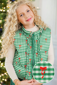 Girls: More The Merrier Emerald Gingham Puffer Vest