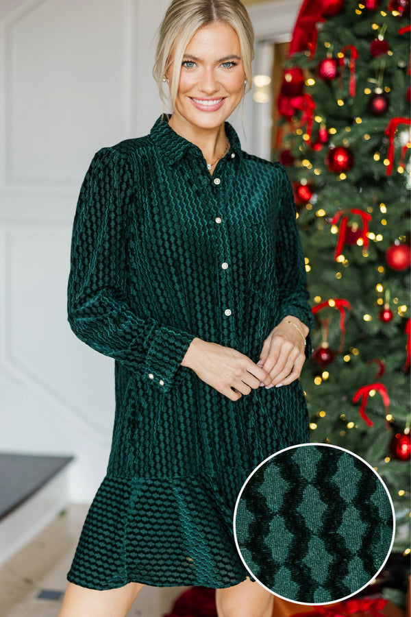 Share Your Story Emerald Green Velvet Dress
