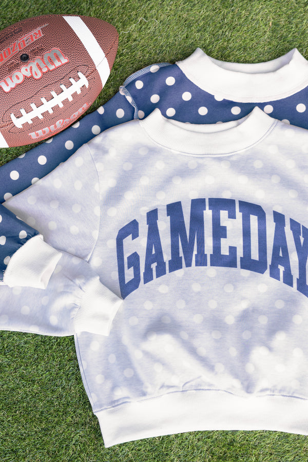 Girls: Best Friends Forever Navy Polka Dot Reversible Sweatshirt