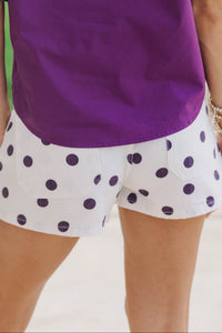 Nothing Better Cream & Purple Polka Dot Shorts