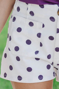 Nothing Better Cream & Purple Polka Dot Shorts