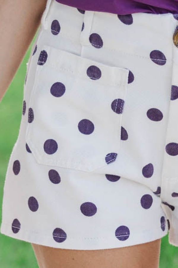 Nothing Better Cream & Purple Polka Dot Shorts