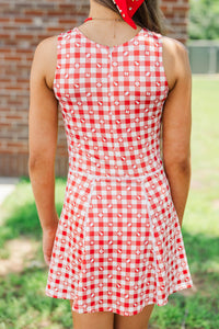 Girls: Cheer Louder Red Checkered Athletic Dress
