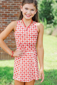 Girls: Cheer Louder Red Checkered Athletic Dress