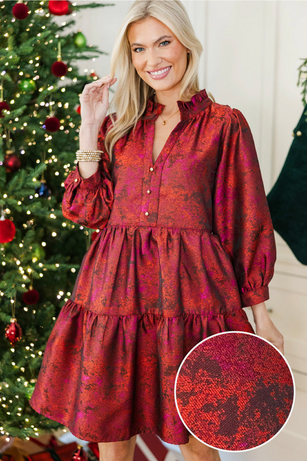 NURSING COLLECTION: All Up To You Red Brocade Dress