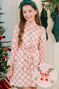 Girls: The Rachel Pink Garland Print Dress