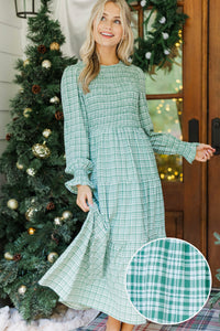 Best Day Emerald Gingham Midi Dress