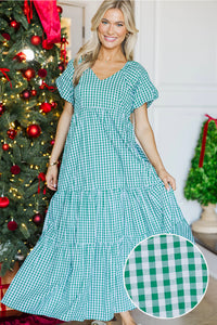 NURSING COLLECTION: Falling In Love Emerald Gingham Maxi Dress
