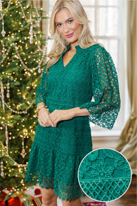 A Holiday Classic Emerald Eyelet Dress
