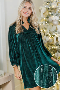 Above And Beyond Emerald Velvet Shift Dress