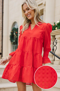 In Your Happy Place Red Textured Dress