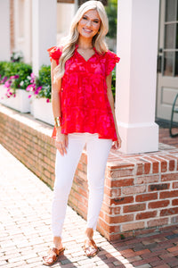 Show You Off Red Floral Blouse