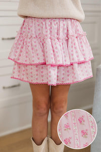 Girls: Oh Happy Day Pink Ditsy Floral Skort