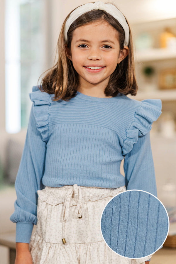 Girls: Reach Out Light Blue Ruffled Sweater