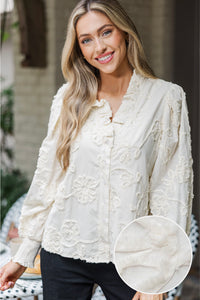 My Little Dream Cream Textured Blouse