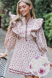 Be My Muse Cream Ditsy Floral Corduroy Dress