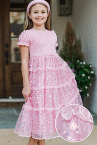 Girls: The Cora Pink Sequin Maxi Dress