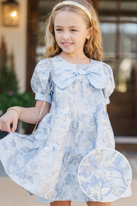 Girls: The Nice List Blue Brocade Babydoll Dress