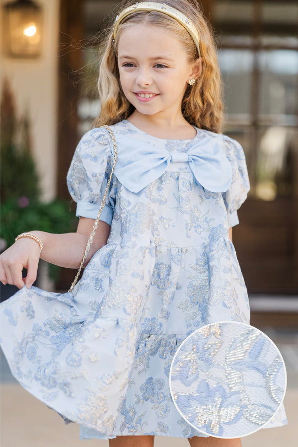 Girls: The Nice List Blue Brocade Babydoll Dress