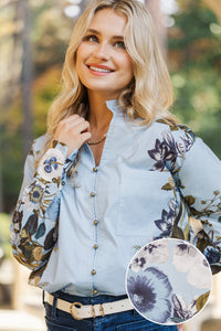 Into The Skies Blue Floral Blouse