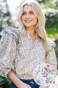 Share A Little Love Cream Chintz Blouse