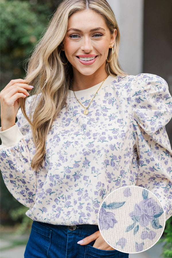Flowers In The Breeze Cream Ditsy Floral Sweater