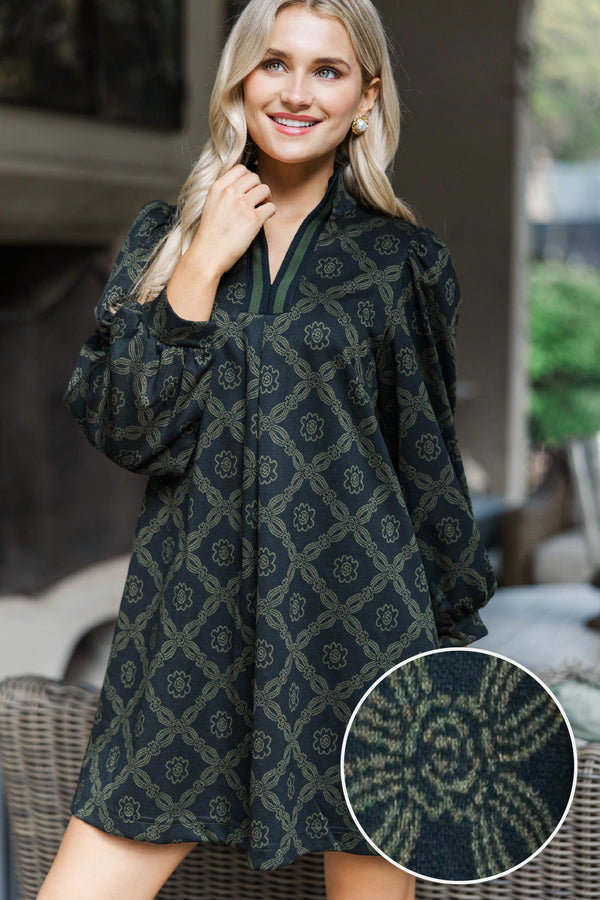 Keep it Chic Olive Floral Dress