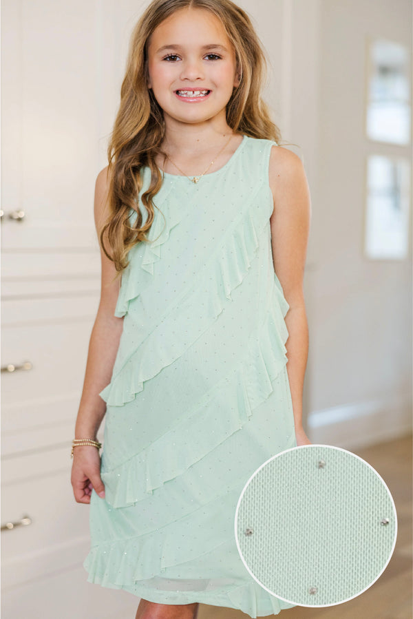 Girls: Looking So Luxe Green Rhinestone Dress
