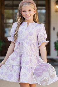 Girls: A Lovely Day Lavender Brocade Babydoll Dress