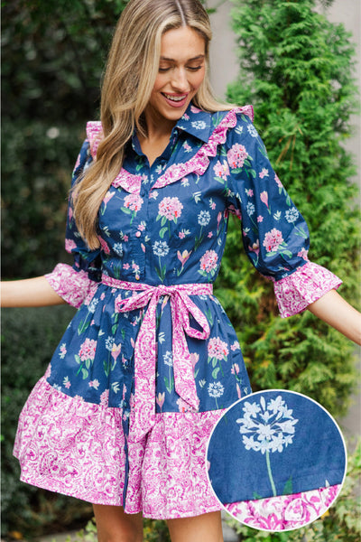 Help You Out Navy Mixed Print Dress – Shop the Mint