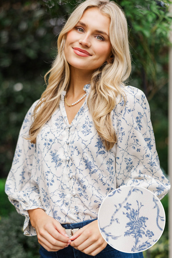 A Clear Mind Cream Floral Blouse