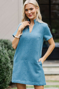 The Latest Teal Tweed Dress