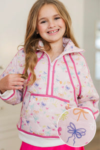 Girls: Always Direct Pink Bow Print Quilted Pullover