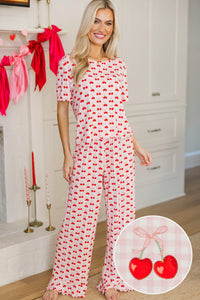 Too Sweet Blush Pink Cherries Pajama Set
