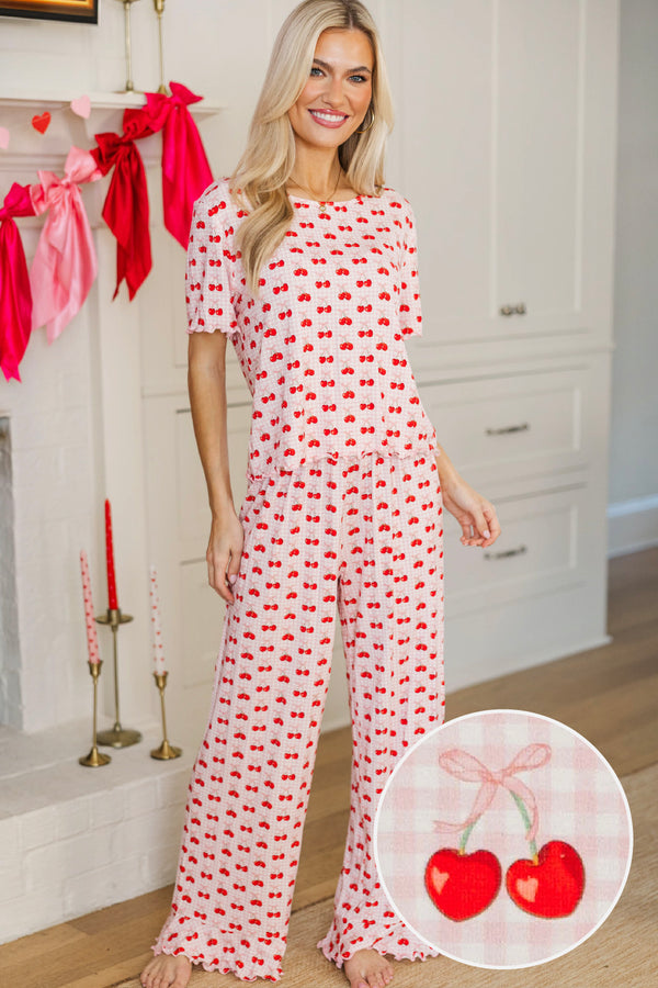 Too Sweet Blush Pink Cherries Pajama Set
