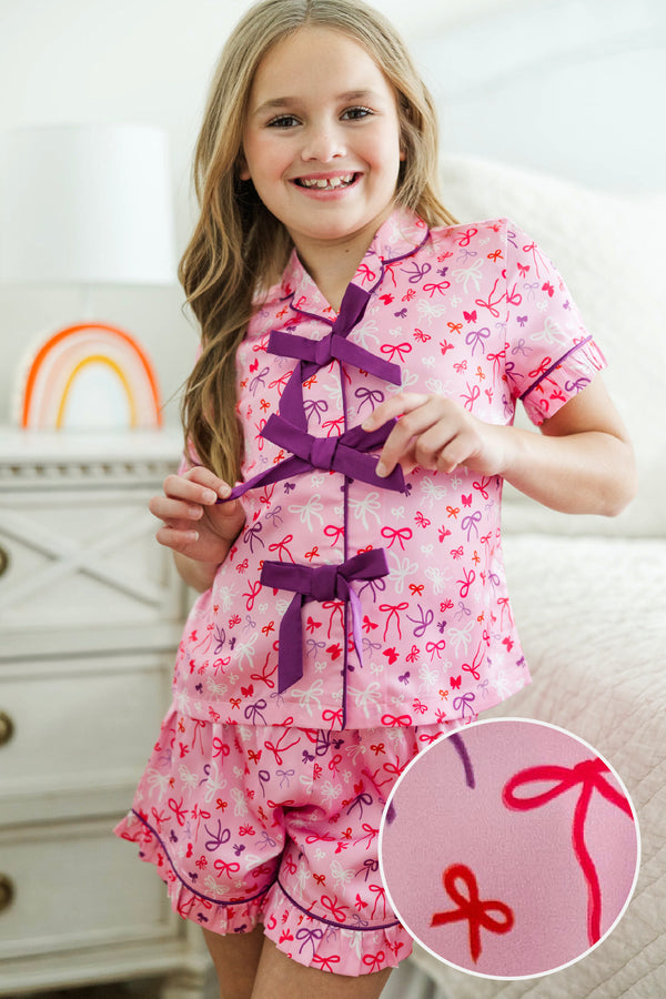 Girls: Sweet Dreams Pink Bow Print Pajama Set
