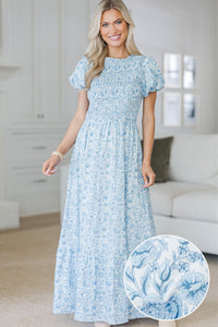 NURSING COLLECTION: Make The Right Choice Blue Floral Maxi Dress