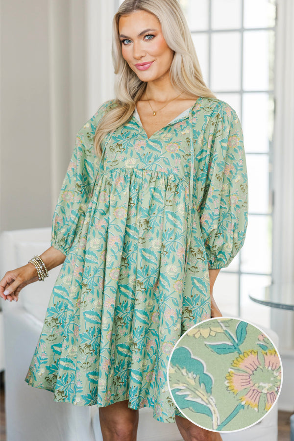 NURSING COLLECTION: It's All True Green Chintz Dress