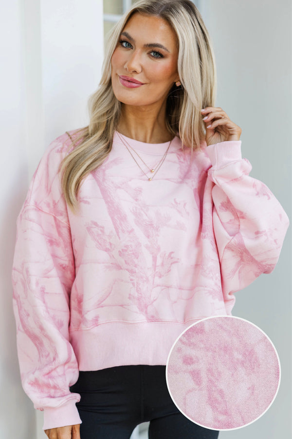 Simple Style Pink Camo Top
