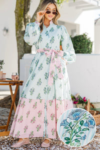 Kind of Perfect Light Blue Medallion Midi Dress