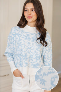 Perfectly You Light Blue Argyle Cropped Sweater