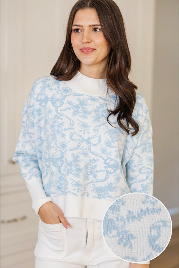 Perfectly You Light Blue Argyle Cropped Sweater