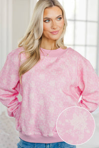 NURSING COLLECTION: Easy Morning Blush Pink Floral Mock Neck Sweatshirt