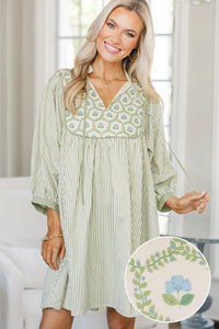 NURSING COLLECTION Give It A Moment Green Striped Dress