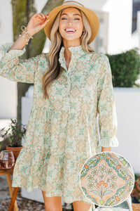 The Serenity Sage Green Floral Dress