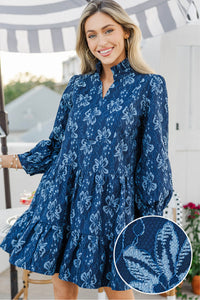 Always On My Mind Navy Blue Lace Babydoll Dress