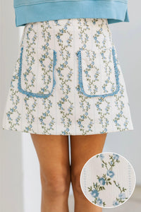 Girls: To The Music Cream Floral Corduroy Skort