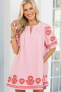 The Weekend Edit Pink Embroidered Dress