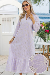 My Kind Of Day Lavender Floral Eyelet Midi Dress