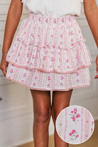 Girls: Sweet Dreams Pink Floral Ruffled Skort